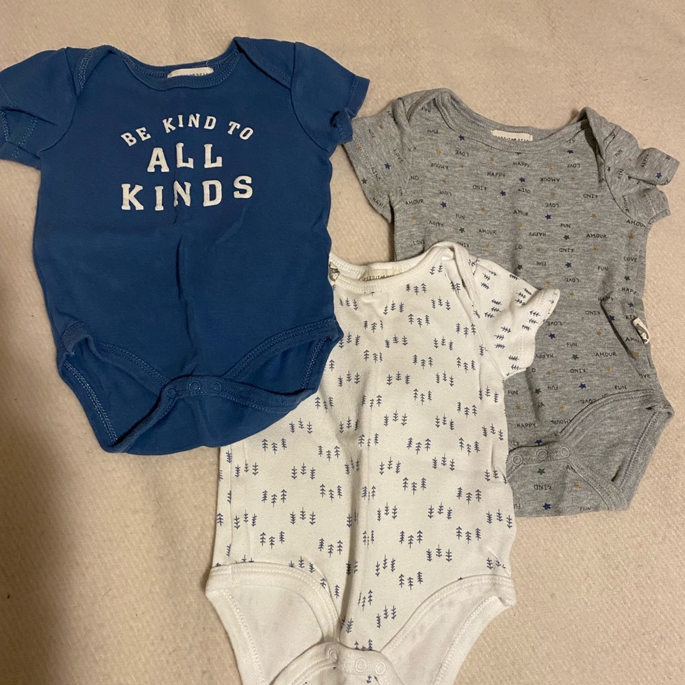 Rabbit + Bear 3-6M Baby Onesie Bundle | Boutique Blue Neutral Set | 3pc